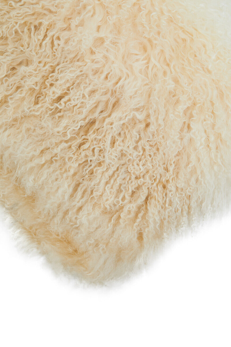 Bosie Real Mongolian Fur Natural Ombre Square Cushion