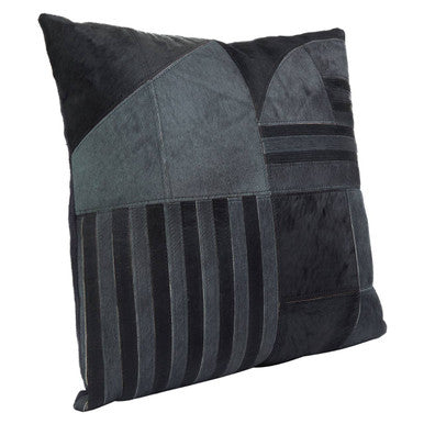 Bosie Safira Black & Grey Hair On Leather Cushion