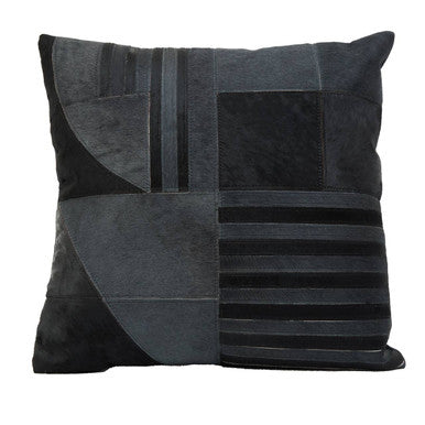 Bosie Safira Black & Grey Hair On Leather Cushion