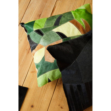 Bosie Safira Black & Grey Hair On Leather Cushion