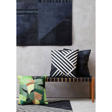 Bosie Safira Black & Grey Hair On Leather Cushion