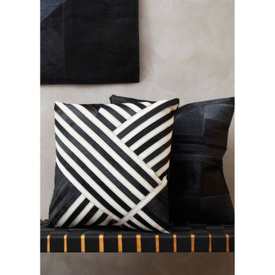 Bosie Safira Black & Grey Hair On Leather Cushion