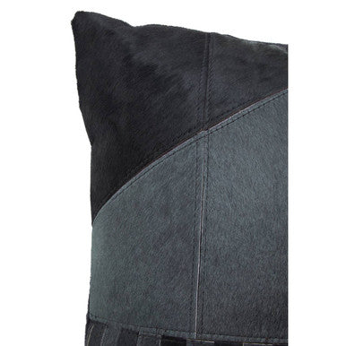 Bosie Safira Black & Grey Hair On Leather Cushion