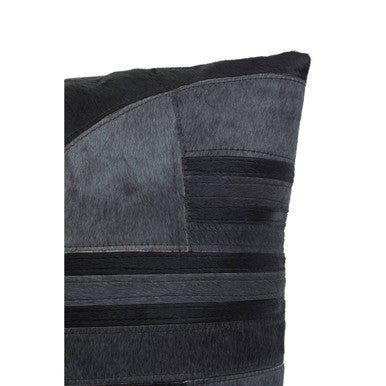 Bosie Safira Black & Grey Hair On Leather Cushion