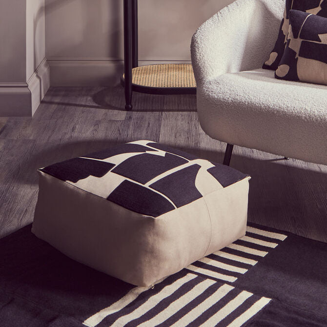 Bosie Ozella Natural & Black Square Floor Cushion