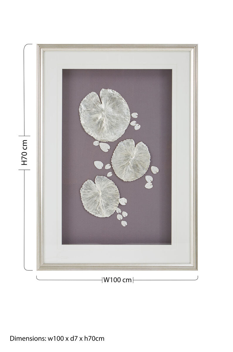 Nason Silver Leaf Design Wall Art With Wooden Frame