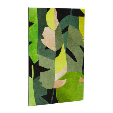 Safira Botanical Hair On Leather Patchwork Wall Art