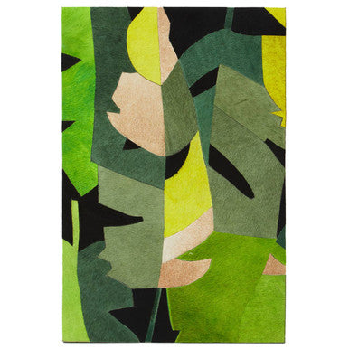 Safira Botanical Hair On Leather Patchwork Wall Art