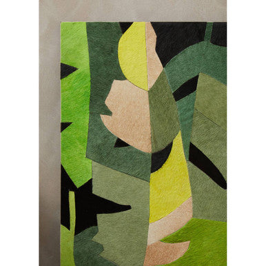Safira Botanical Hair On Leather Patchwork Wall Art