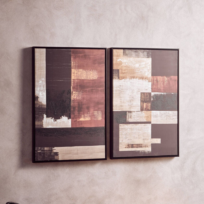 Astratto Set Of 2 Geometric Abstract Canvas Wall Art