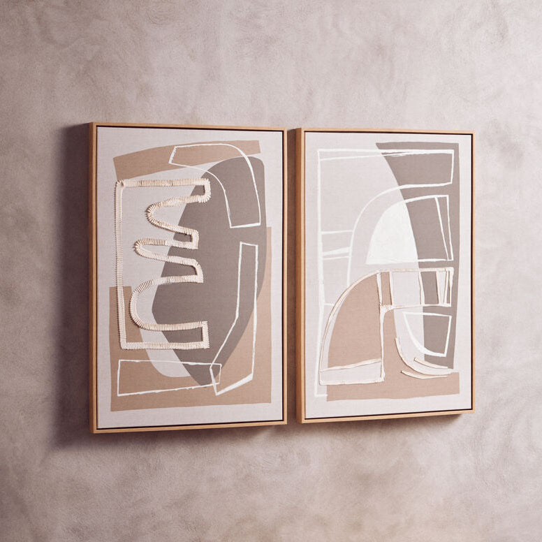 Astratto Set Of 2 Neutral Abstract Canvas Wall Art