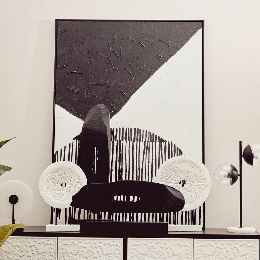 Astratto Black & White Abstract Hand Painted Wall Art
