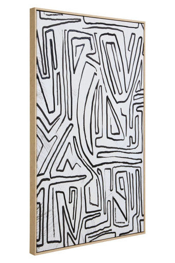 Astratto Abstract Black & Cream Textured Wall Art