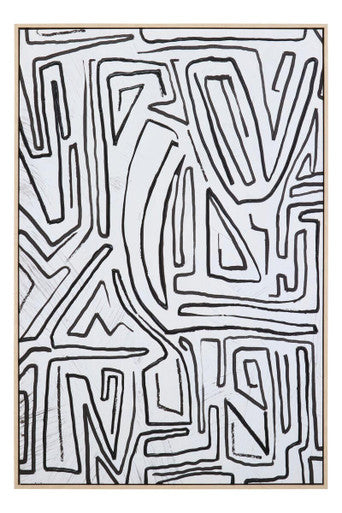 Astratto Abstract Black & Cream Textured Wall Art