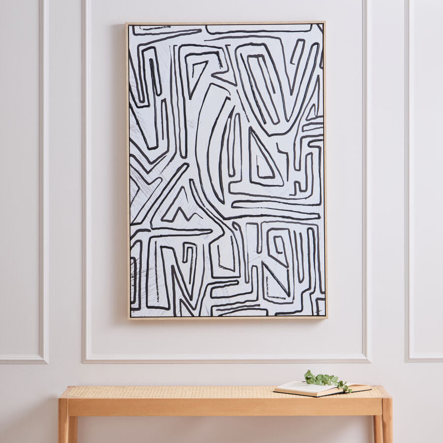 Astratto Abstract Black & Cream Textured Wall Art