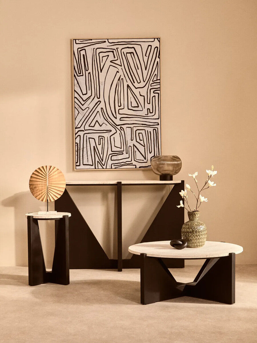 Astratto Abstract Black & Cream Textured Wall Art