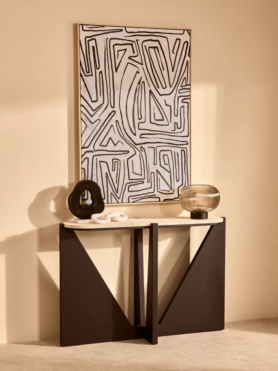 Astratto Abstract Black & Cream Textured Wall Art