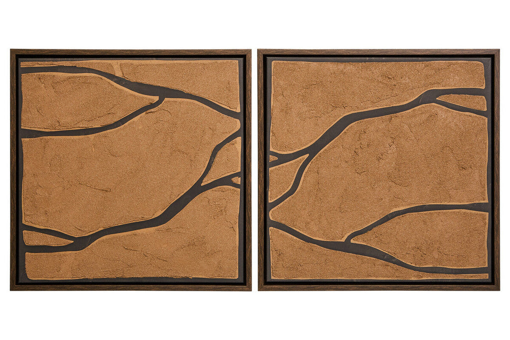 Astratto Set Of 2 Brown & Black Textured Wall Art