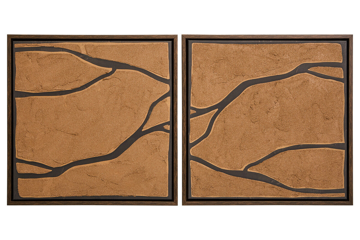 Astratto Set Of 2 Brown & Black Textured Wall Art