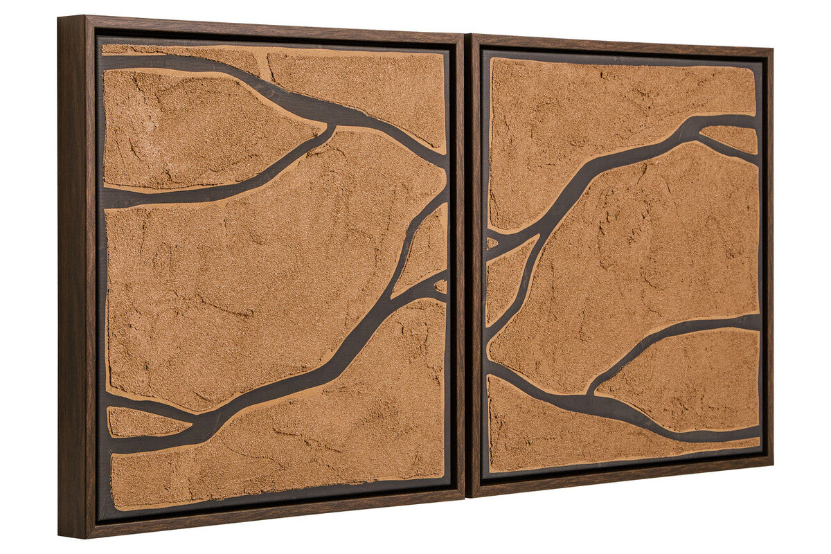 Astratto Set Of 2 Brown & Black Textured Wall Art