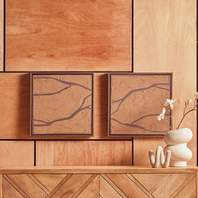 Astratto Set Of 2 Brown & Black Textured Wall Art