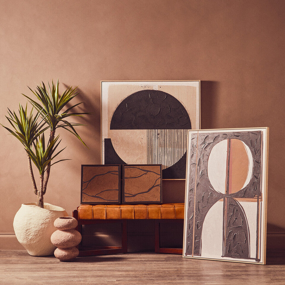 Astratto Set Of 2 Brown & Black Textured Wall Art