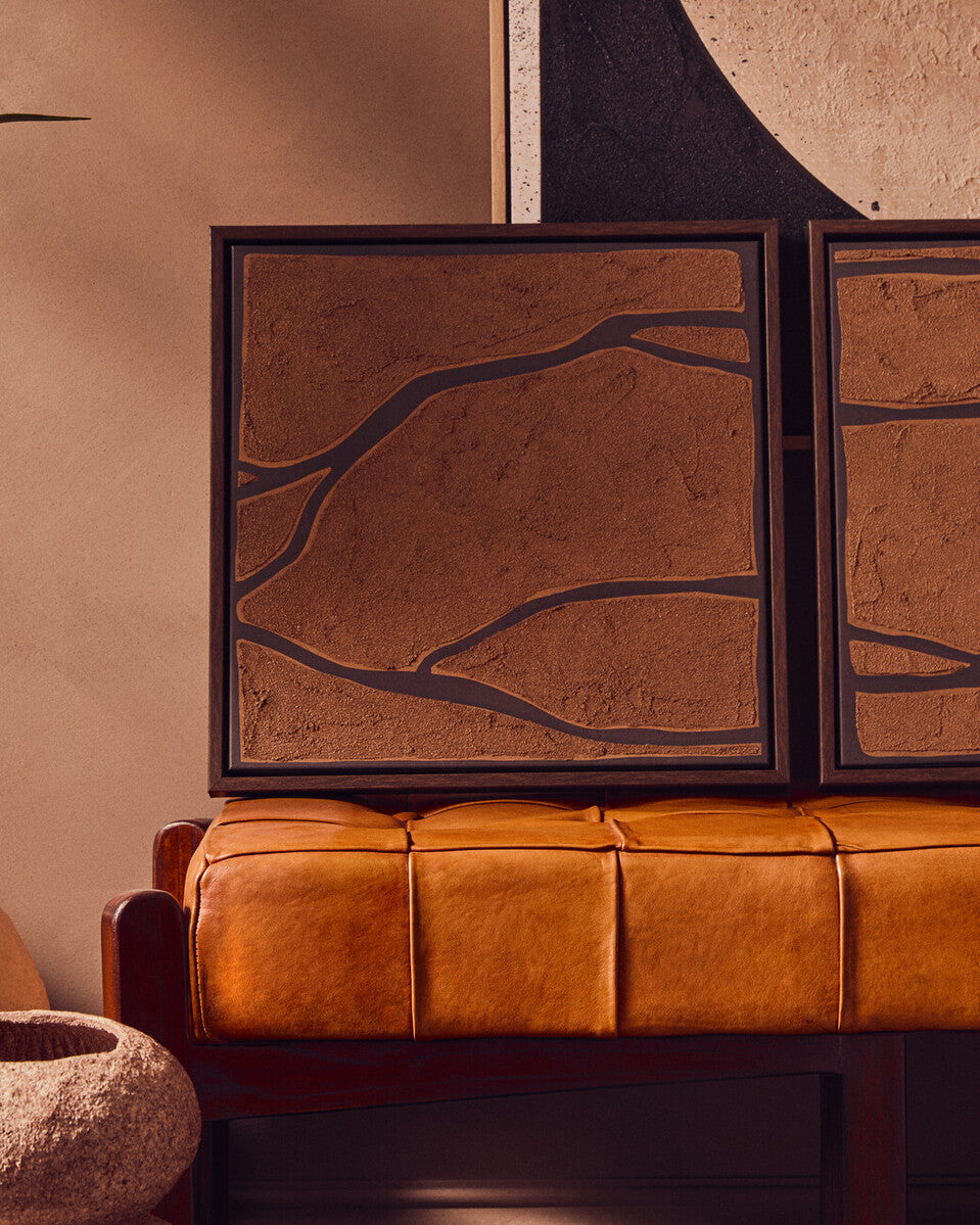 Astratto Set Of 2 Brown & Black Textured Wall Art