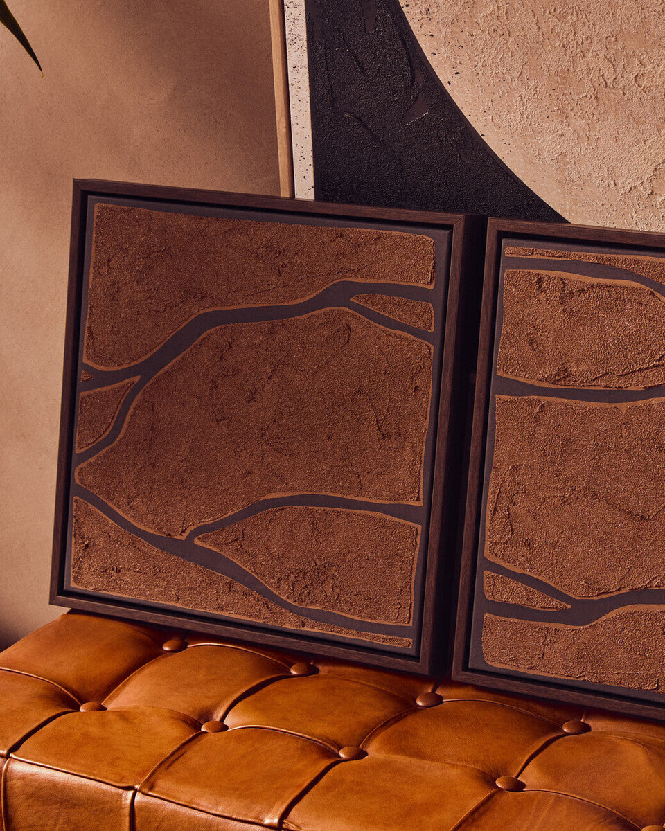 Astratto Set Of 2 Brown & Black Textured Wall Art