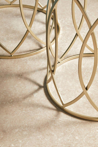 Set Of 2 Mirrored Glass Top & Gold Champagne Metal Frame Side Tables, Avantis