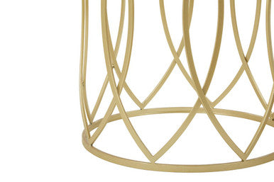 Set Of 2 Mirrored Glass Top & Gold Champagne Metal Frame Side Tables, Avantis