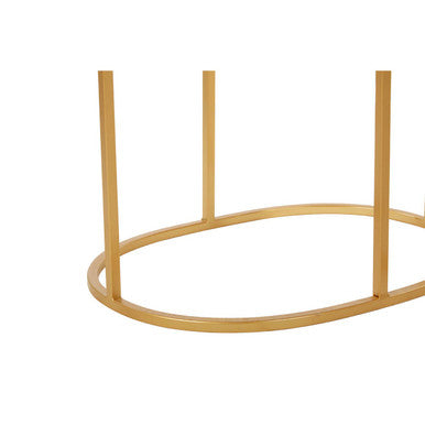 Set Of 2 Mirrored Glass Oval Top Side Tables With Gold Metal Frame, Avantis