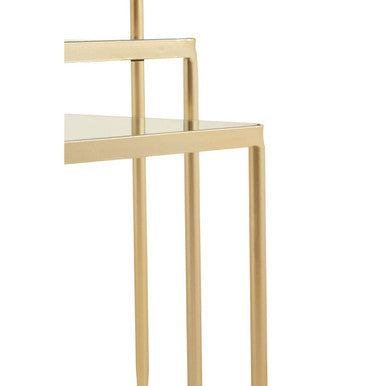 Set Of 3 Mirrored Glass Top Triangle Nesting Tables With Gold Champagne Metal Frame, Avantis