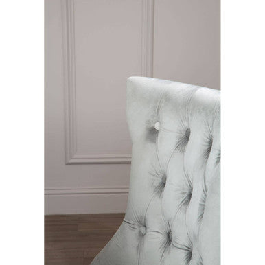 Kensington Townhouse Grey Velvet Buttoned Dining Chair