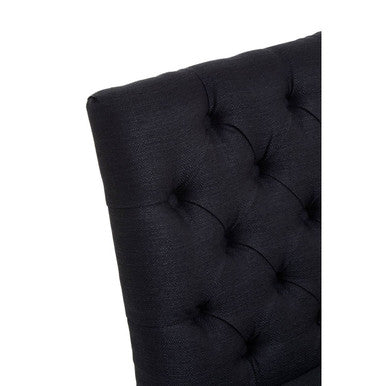 Kensington Townhouse Black Linen Dining Chair With Wooden Legs