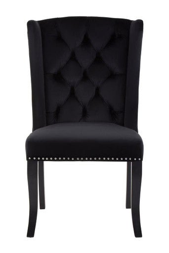 Kensington Townhouse Black Velvet Dining Chair With Dark Legs
