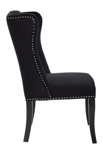 Kensington Townhouse Black Velvet Dining Chair With Dark Legs