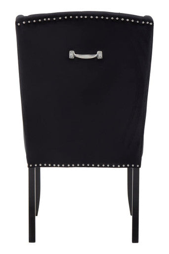 Kensington Townhouse Black Velvet Dining Chair With Dark Legs