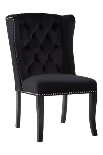 Kensington Townhouse Black Velvet Dining Chair With Dark Legs