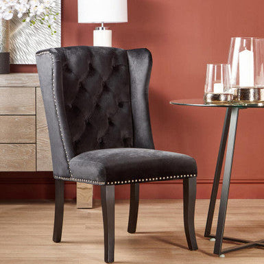Kensington Townhouse Black Velvet Dining Chair With Dark Legs