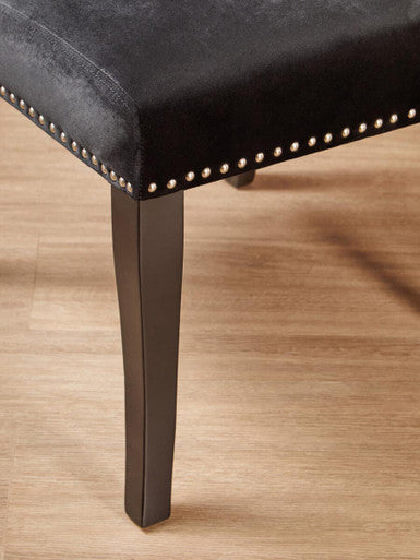 Kensington Townhouse Black Velvet Dining Chair With Dark Legs