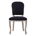 Kensington Townhouse Black Linen Dining Chair With Antique Wood Legs