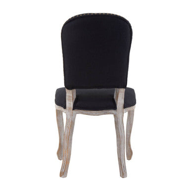Kensington Townhouse Black Linen Dining Chair With Antique Wood Legs