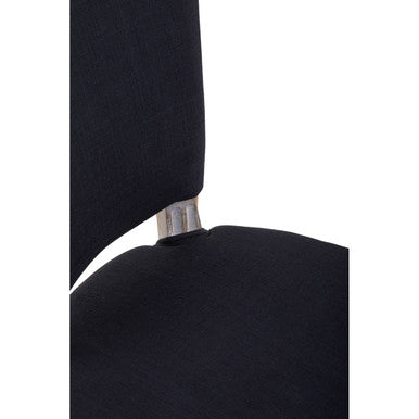 Kensington Townhouse Black Linen Dining Chair With Antique Wood Legs