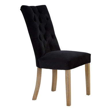 Kensington Townhouse Black Buttoned Dining Chair With Antique Legs