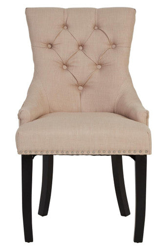 Kensington Townhouse Natural Linen Dining Chair With Dark Legs