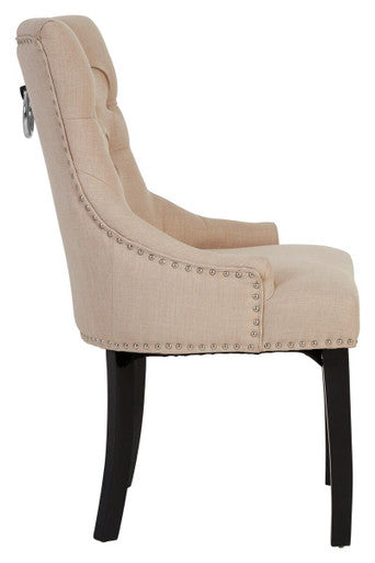 Kensington Townhouse Natural Linen Dining Chair With Dark Legs