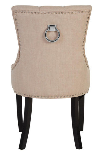 Kensington Townhouse Natural Linen Dining Chair With Dark Legs