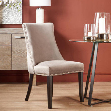 Kensington Townhouse Natural Linen Dining Chair With Dark Legs