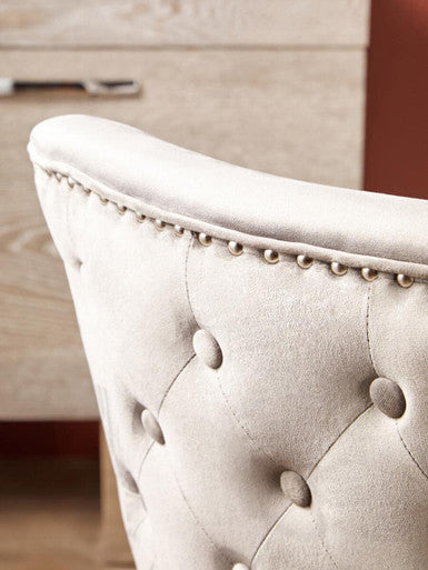 Kensington Townhouse Natural Linen Dining Chair With Dark Legs