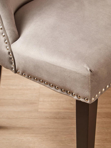 Kensington Townhouse Natural Linen Dining Chair With Dark Legs